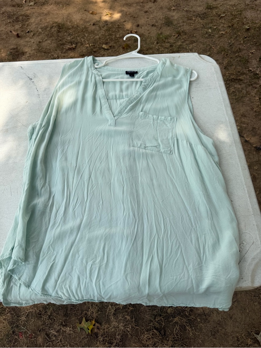 torrid Mint Sleeveless V-Neck Tunic with Chest Pocket